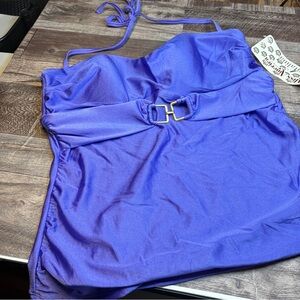 Vibrant Purple Tankini top with Gold Accents